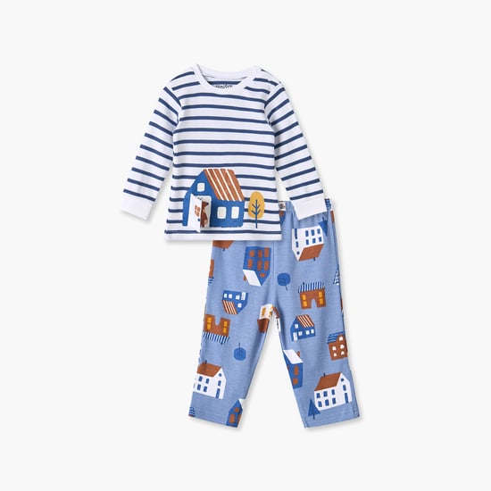 Juniors Printed T-shirt with Pyjama Set