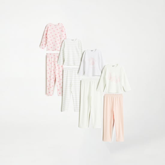 Juniors Printed T-shirt and Pyjama Sets - Pack of 4