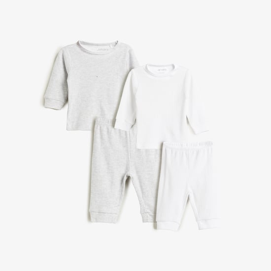 Juniors Ribbed T-shirt and Pyjama Set - Pack of 2