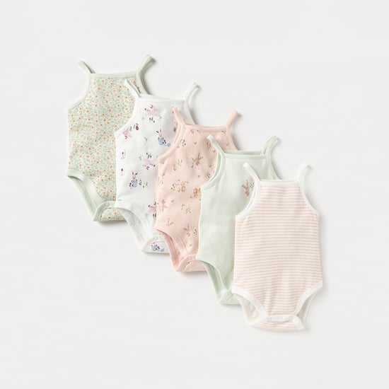 Juniors Printed Sleeveless Bodysuit - Set of 5