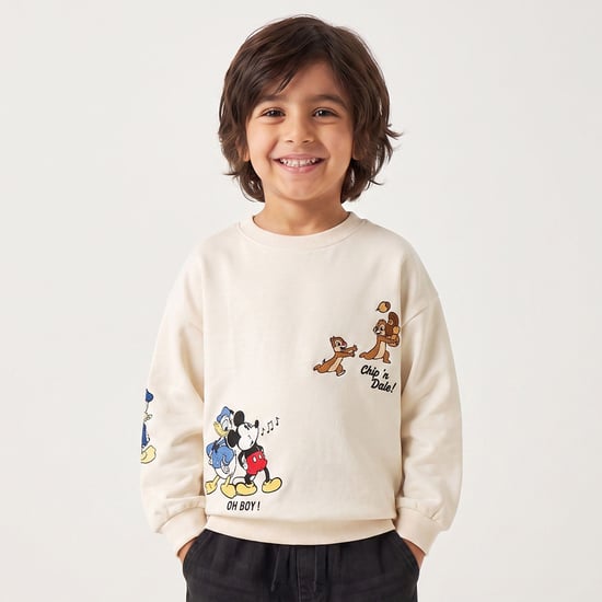 Juniors Mickey and Donald Print Sweatshirt