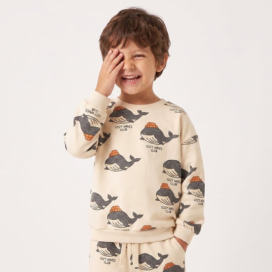 Juniors Whale Print Sweatshirt