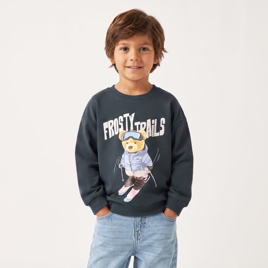 Juniors Bear Print Sweatshirt