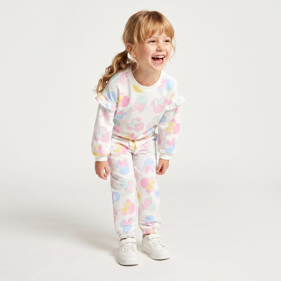 Juniors Bow Print Sweatshirt and Joggers Set
