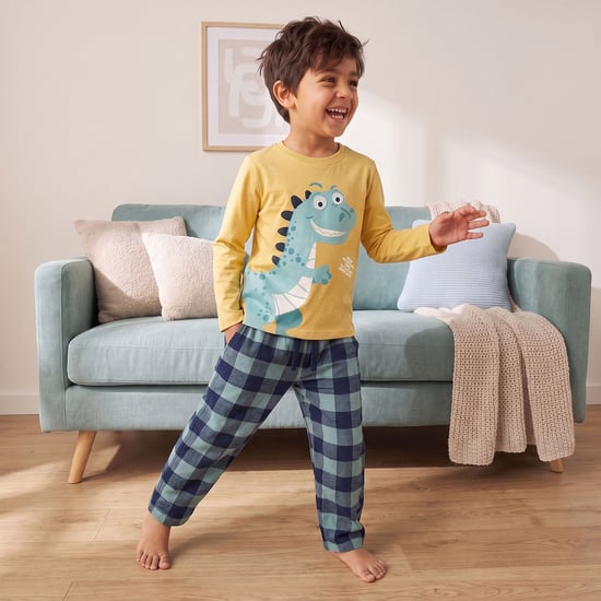 Juniors Dinosaur Print T-shirt with Pyjama Set