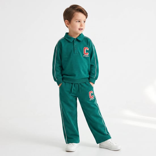 Juniors Printed Sweatshirt with Track Pants Set