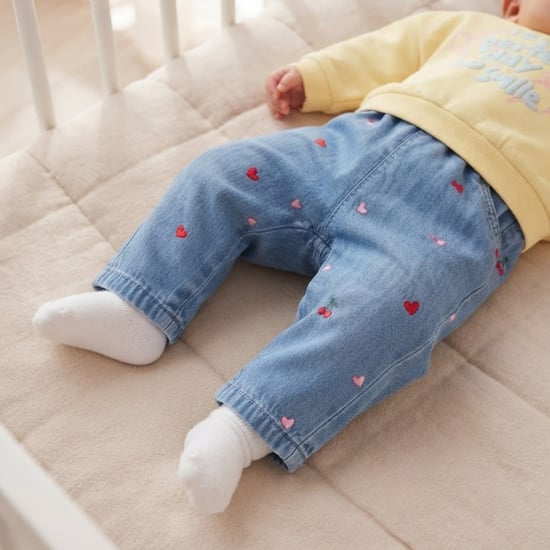 Juniors Heart Embroidered Ballon Denim Shorts