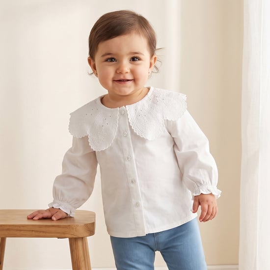 Giggles Embroidered Collar Top