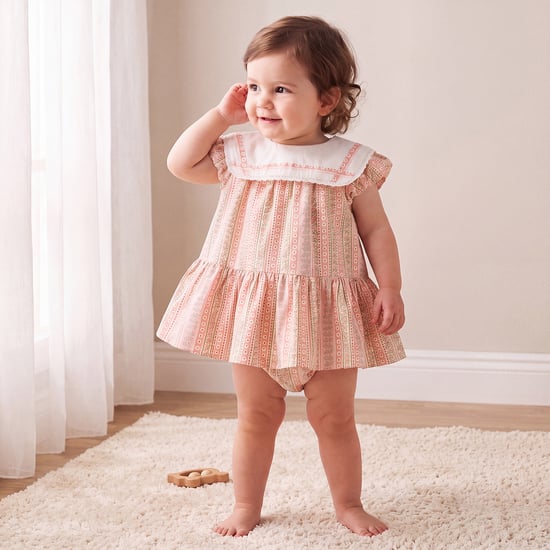 Juniors Floral Print A-line Dress with Bloomers