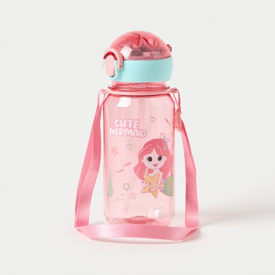 Juniors Mermaid Print Straw Water Bottle - 400 ml