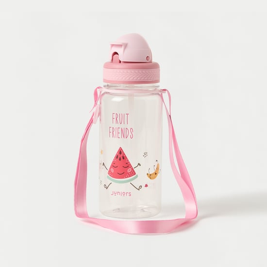 Juniors Fruit Print Flip Straw Water Bottle - 350 ml
