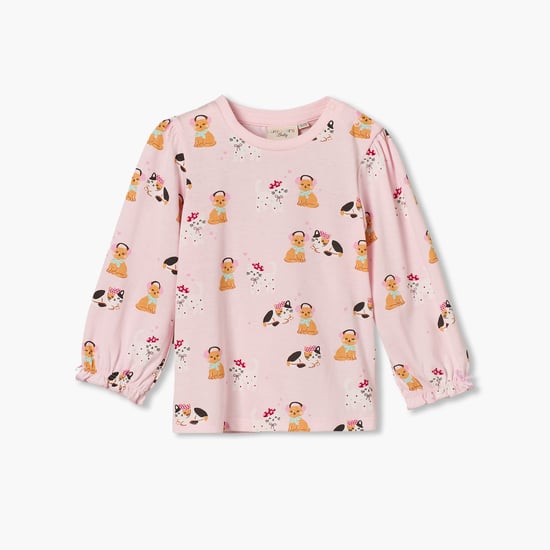 Juniors Cat Print T-shirt
