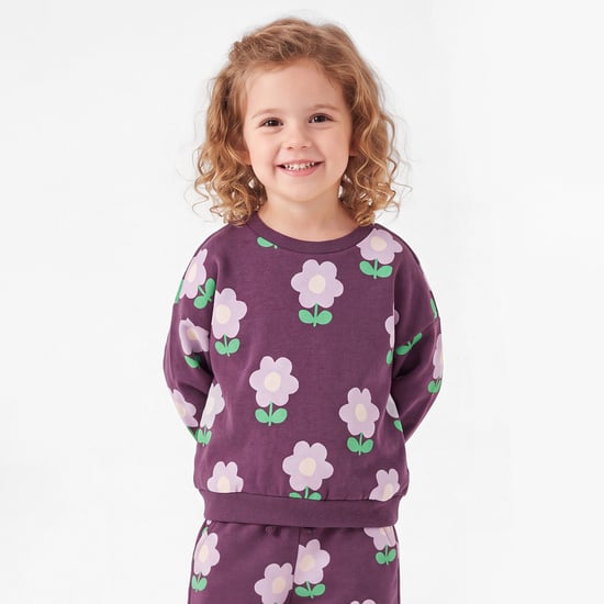 Juniors Floral Print Sweatshirt