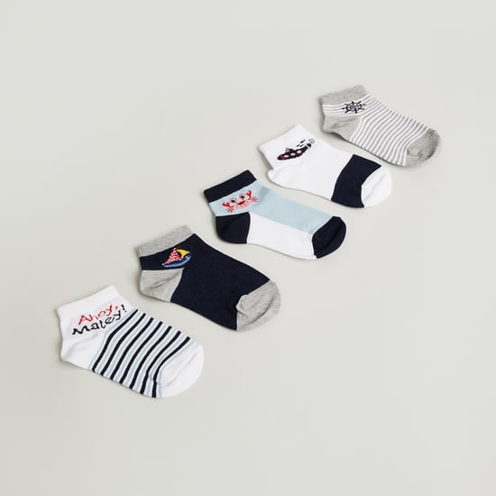 Juniors Nautical Ankle-Length Socks - Pack of 5