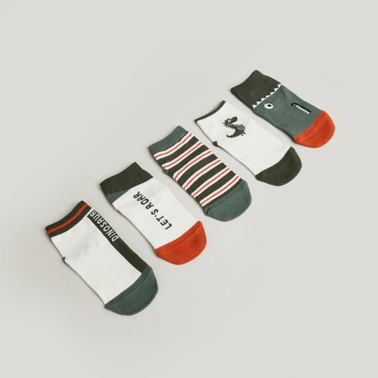 Juniors Dinosaur No Show Socks - Pack of 5