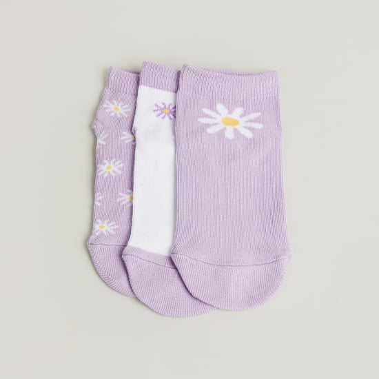 Juniors Floral Print No Show Socks - Pack of 3