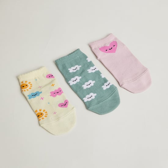Juniors Printed No Show Socks - Pack of 3