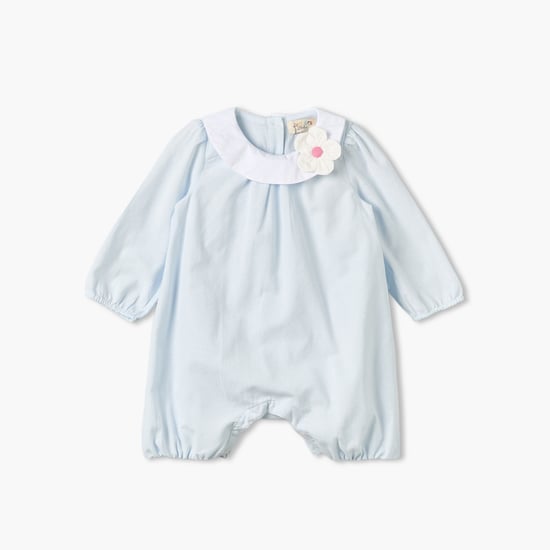 Juniors Floral Accent Collared Rompers