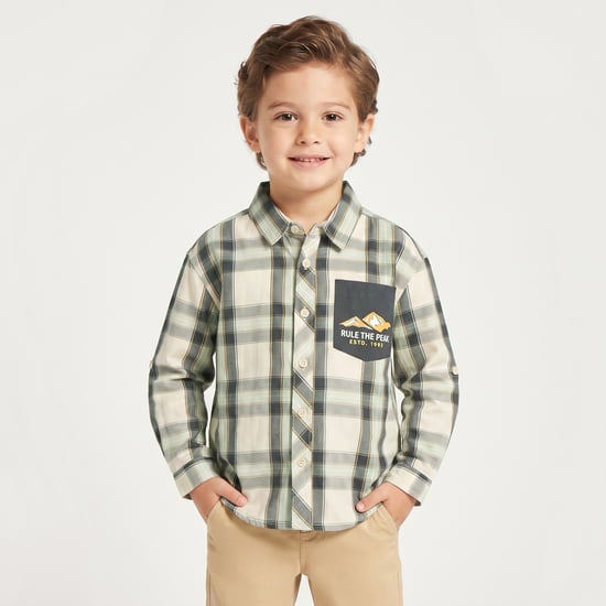Juniors Checked Shirt with Printed Pocket