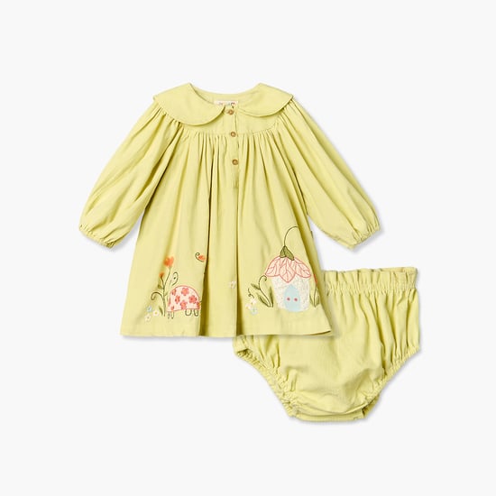 Juniors Embroidered A-line Dress with Bloomers