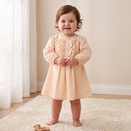 Juniors Polka Dot Print A-line Dress