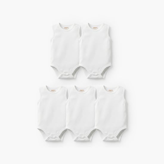Giggles Solid Sleeveless Bodysuits - Pack of 5