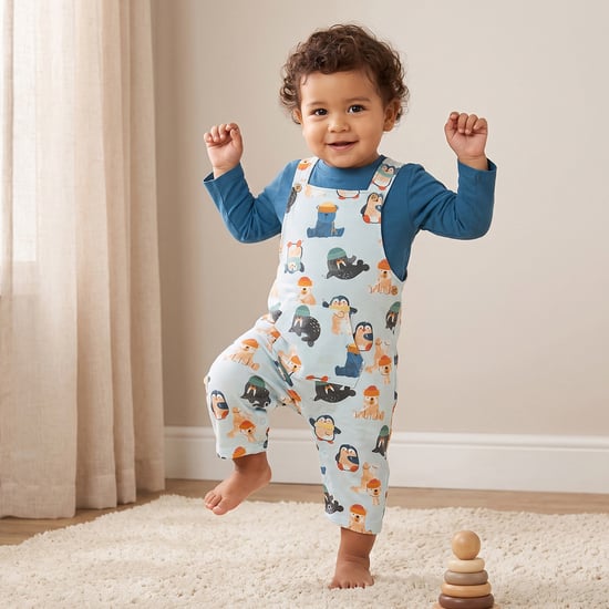Juniors Printed T-shirt & Dungaree Set