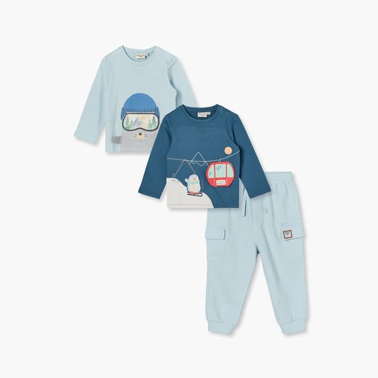 Juniors Applique 3-Piece T-shirt and Joggers Set
