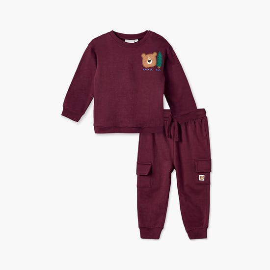 Juniors Applique Sweatshirt and Cargo Joggers Set