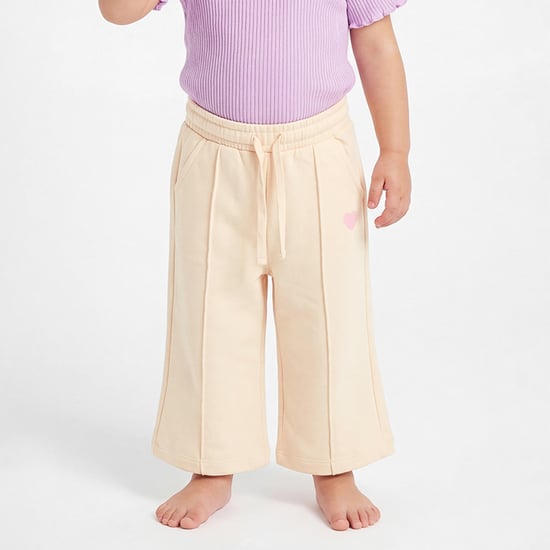 Junior Heart Print Wide Leg Track Pants
