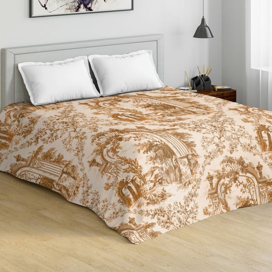 D'DECOR Evita Cotton Printed 3Pcs King Size Bed Cover Set - 274 x 274 cm