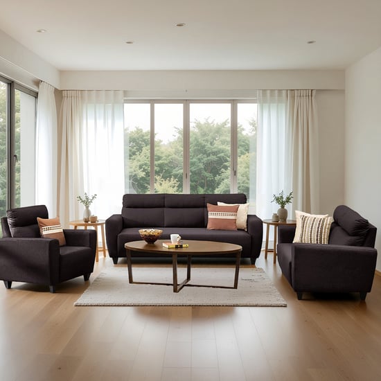 Helios Emily Fabric 3+2+1 Seater Sofa Set - Brown