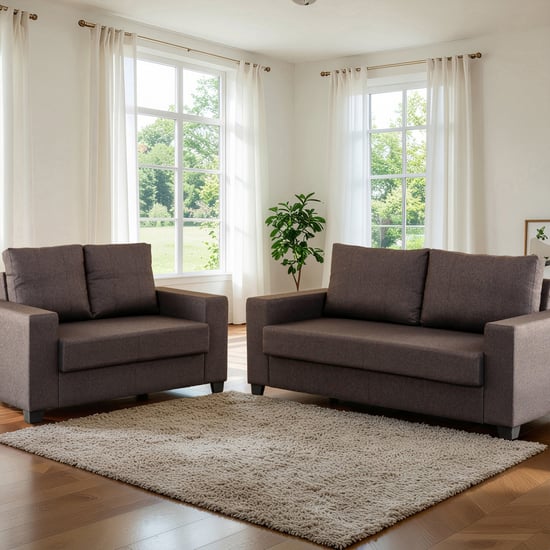 Helios Mendoza Fabric 3+2 Seater Sofa Set - Brown