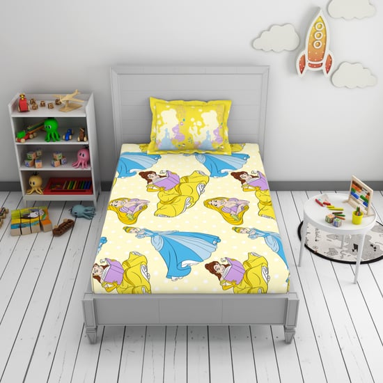 SPACES Disney Princess Cotton 144TC Printed 2Pcs Single Bedsheet Set