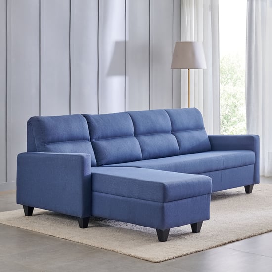 Helios Clary Fabric 3-Seater Left Corner Sofa with Chaise - Blue