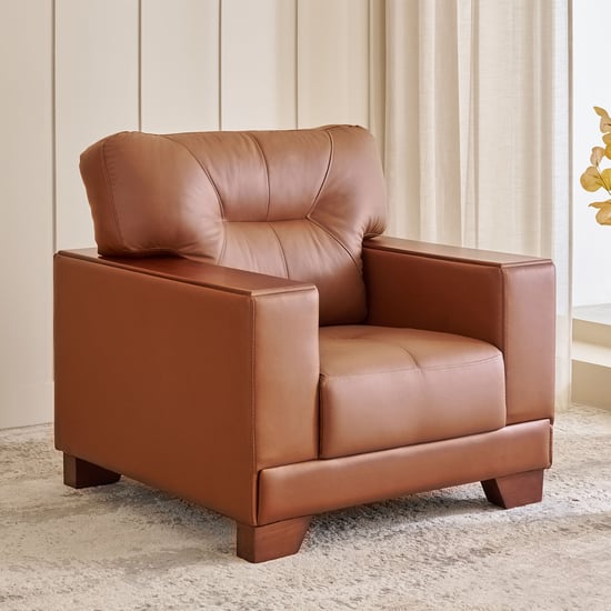 Walter Half Leather 1-Seater Sofa - Tan