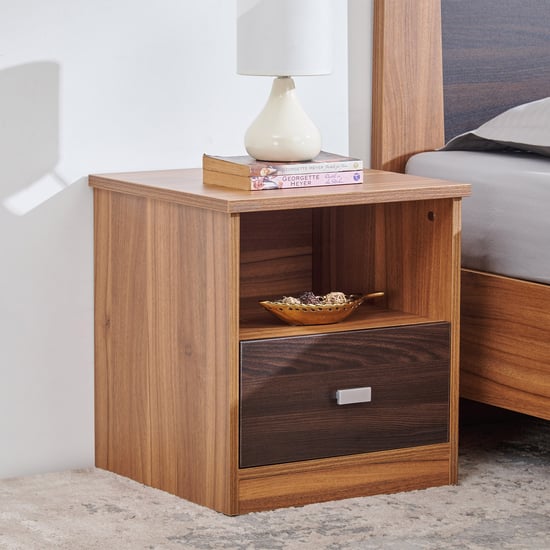 Helios Vincent Bed Side Table with Drawer - Brown