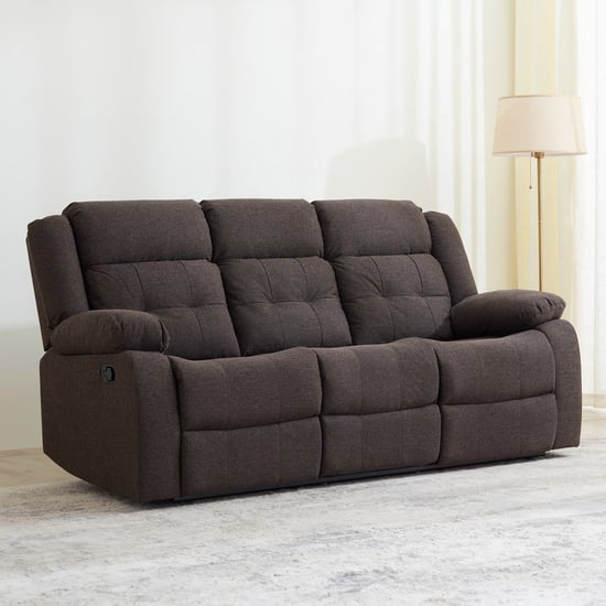 Helios Zurich Fabric 3-Seater Recliner - Brown