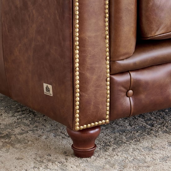 Chesterfield Leather 3-Seater Sofa - Brown