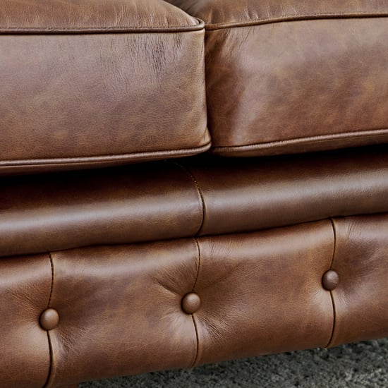 Chesterfield Leather 3-Seater Sofa - Brown