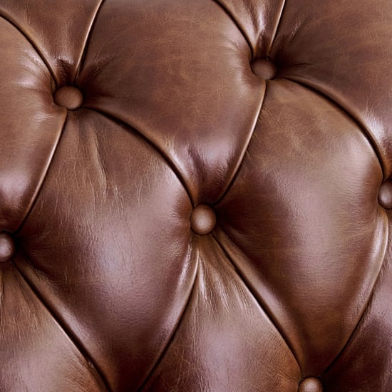 Chesterfield Leather 2+3 Seater Sofa Set with Wing Chair - Brown