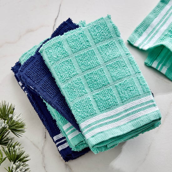 Fervid Set of 5 Checked Dish Cloth - Teal and Blue