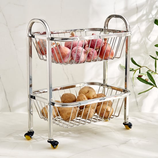 Corsica Wedge Stainless Steel 2-Tier Kitchen Trolley