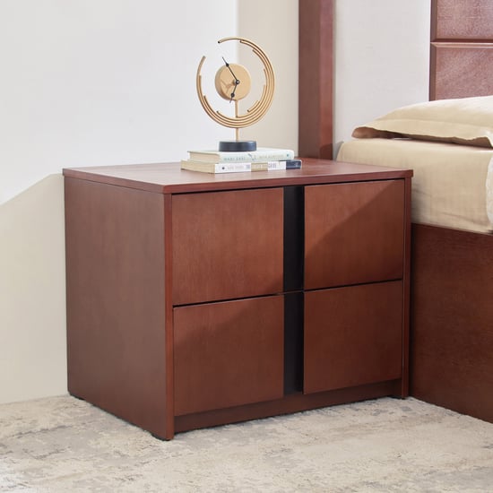 Denis Bedside Table with Drawers - Walnut