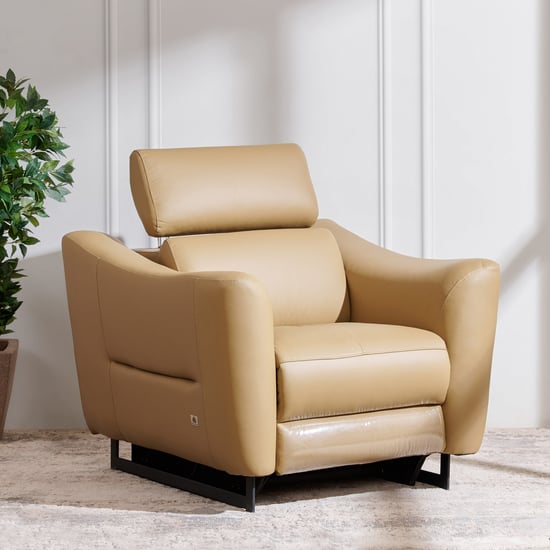 Andre Half Leather 1-Seater Electric Recliner - Beige