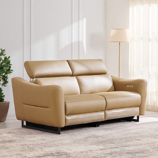 Andre Half Leather 3-Seater Electric Recliner - Beige