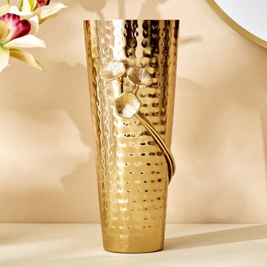 Splendid Gold Rush Metal Hammered Vase