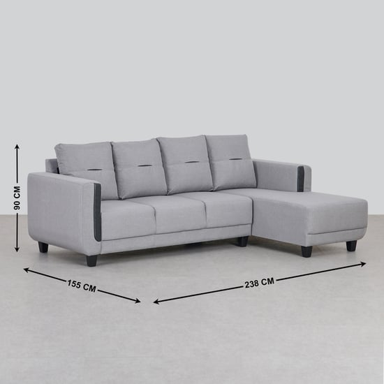 Berry Fabric 3-Seater Right Corner Sofa with Chaise - Grey
