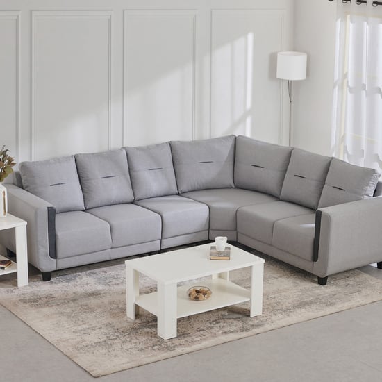 Berry Fabric 6-Seater Corner Sofa - Grey