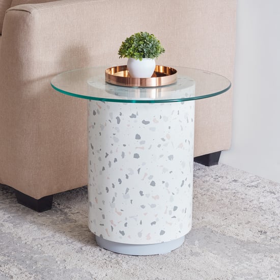 Terraroza Tempered Glass Top End Table - Grey